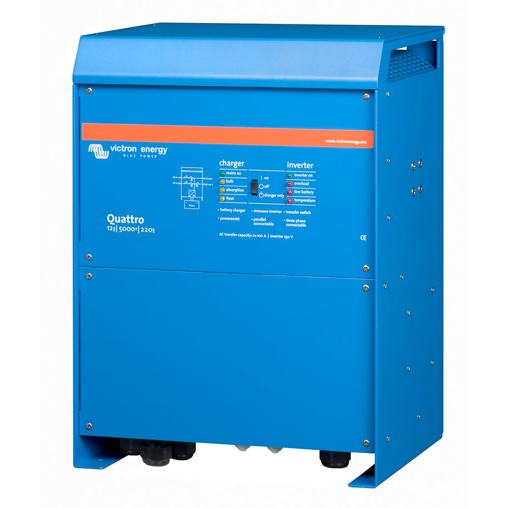 Victron Quattro Inverter/Charger 12 VDC - 5000W -Dual 100AMP 120VAC Inputs - Auto Transfer