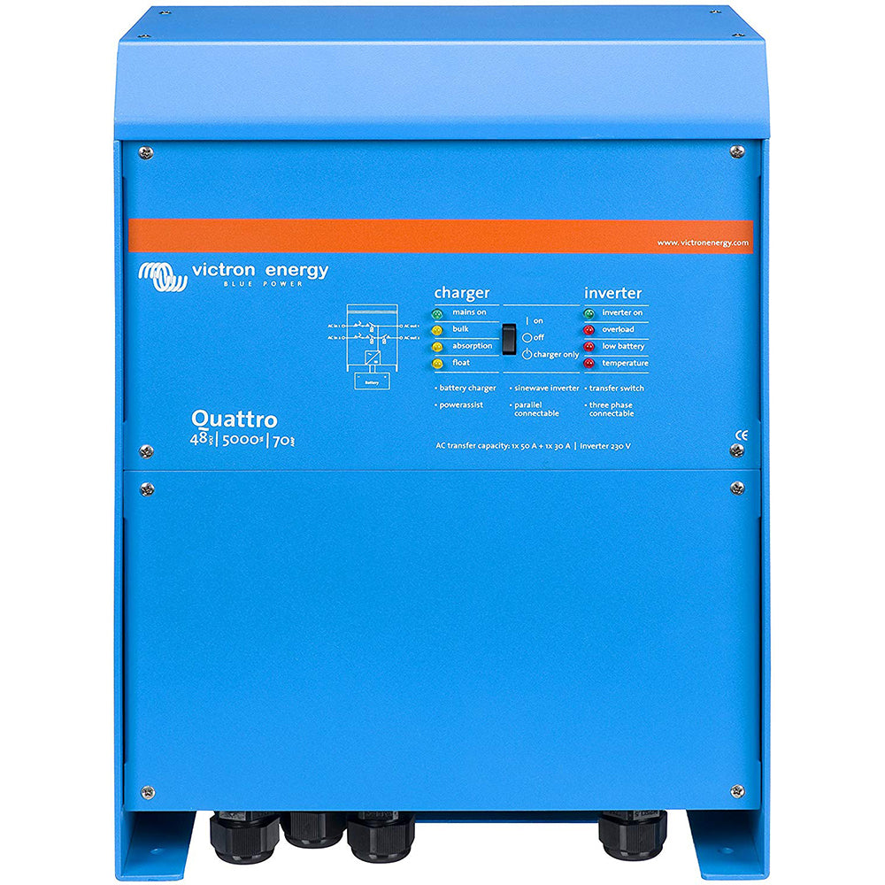 Victron Quattro Inverter/Charger 48V DC - 5000VA - Dual 100A 120VAC Inputs - Auto Transfer
