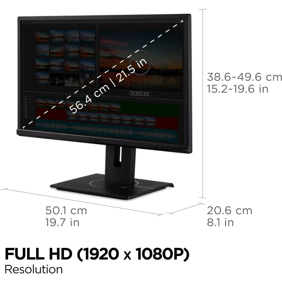ViewSonic 22" 1080p Ergonomic 40-Degree Tilt Monitor with HDMI, DP, and VGA | VG2240