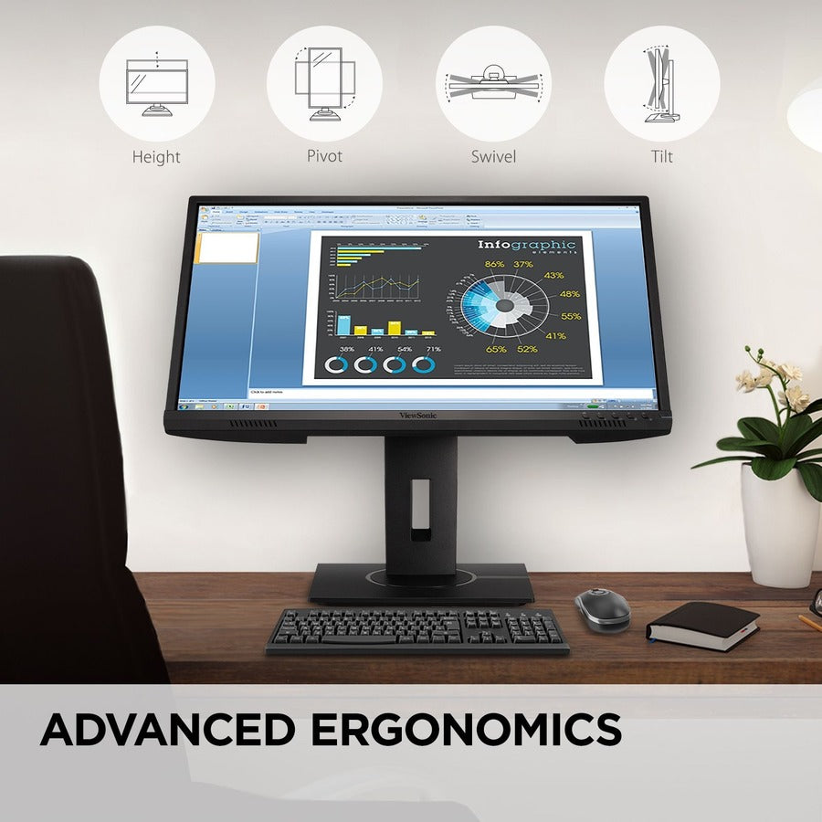 ViewSonic 22" 1080p Ergonomic 40-Degree Tilt Monitor with HDMI, DP, and VGA | VG2240
