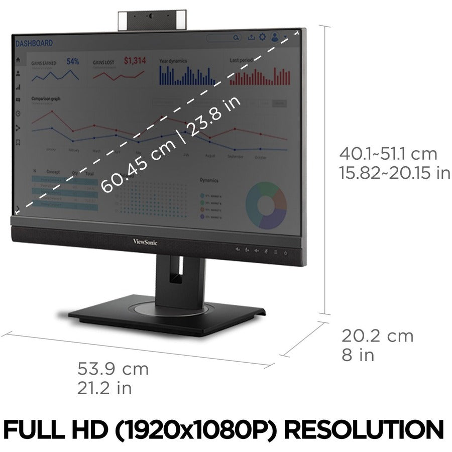 ViewSonic VG2456V Video Conference Monitor Docking Monitor - Pop-up Webcam USB-C 90W | ViewSonic