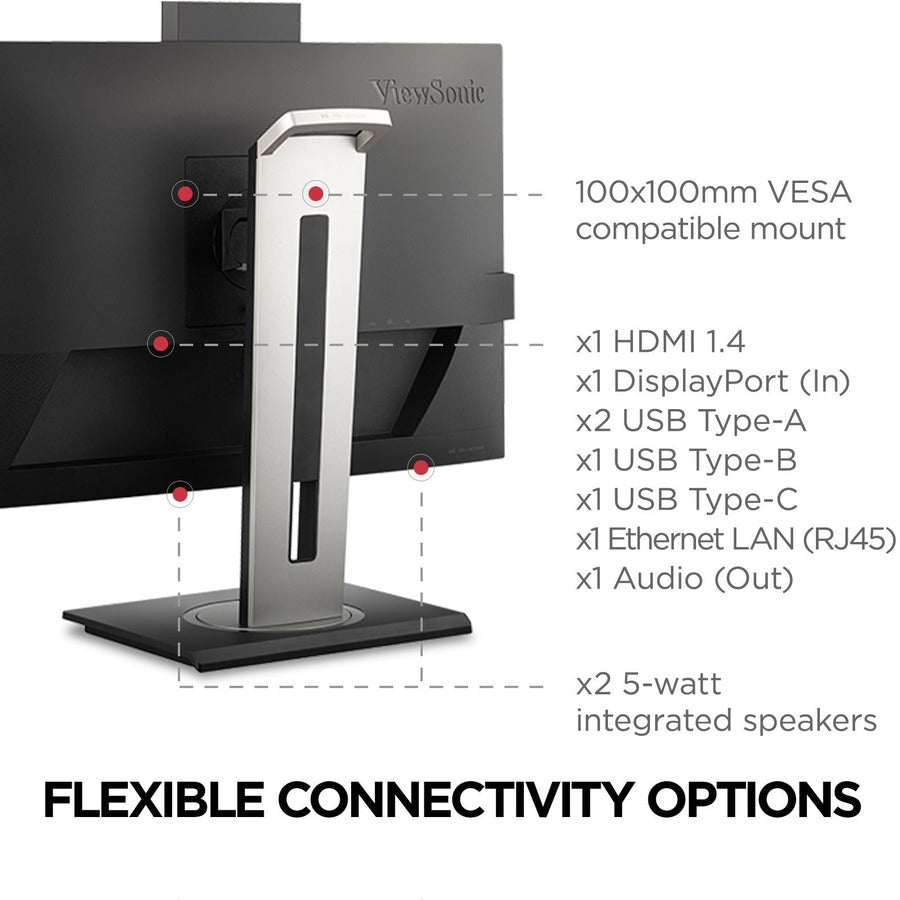 ViewSonic VG2456V Video Conference Monitor Docking Monitor - Pop-up Webcam USB-C 90W | ViewSonic