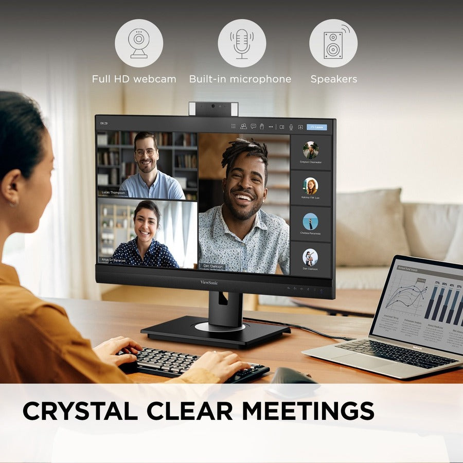 ViewSonic VG2456V Video Conference Monitor Docking Monitor - Pop-up Webcam USB-C 90W | ViewSonic