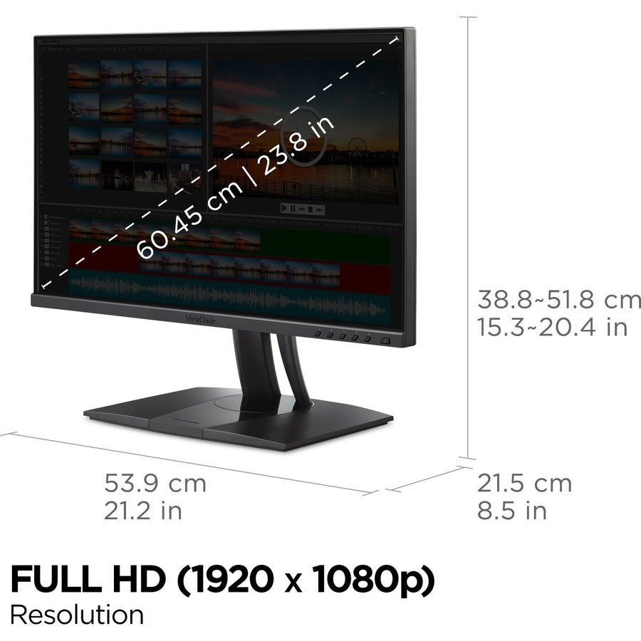 ViewSonic VP2456 24 Inch 1080p IPS Monitor with Ultra-Thin Bezels, Pantone Validated, HDMI, DisplayPort and 60W USB C