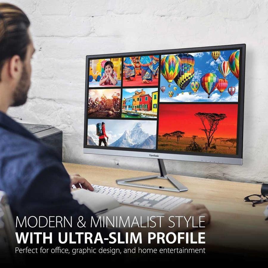 Viewsonic 21.5" 21.5" Viewable Full Hd Ultra Slim Ips Monitor, 1920 X 1080, Hdmi, Displayport & Vga Inputs, Integrated Dual Speakers.