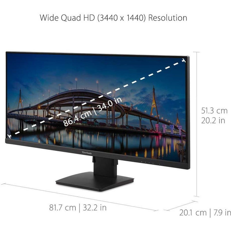 Viewsonic Va3456-Mhdj 86.4 Cm (34") 3440 X 1440 Pixels Ultrawide Quad Hd Led Black