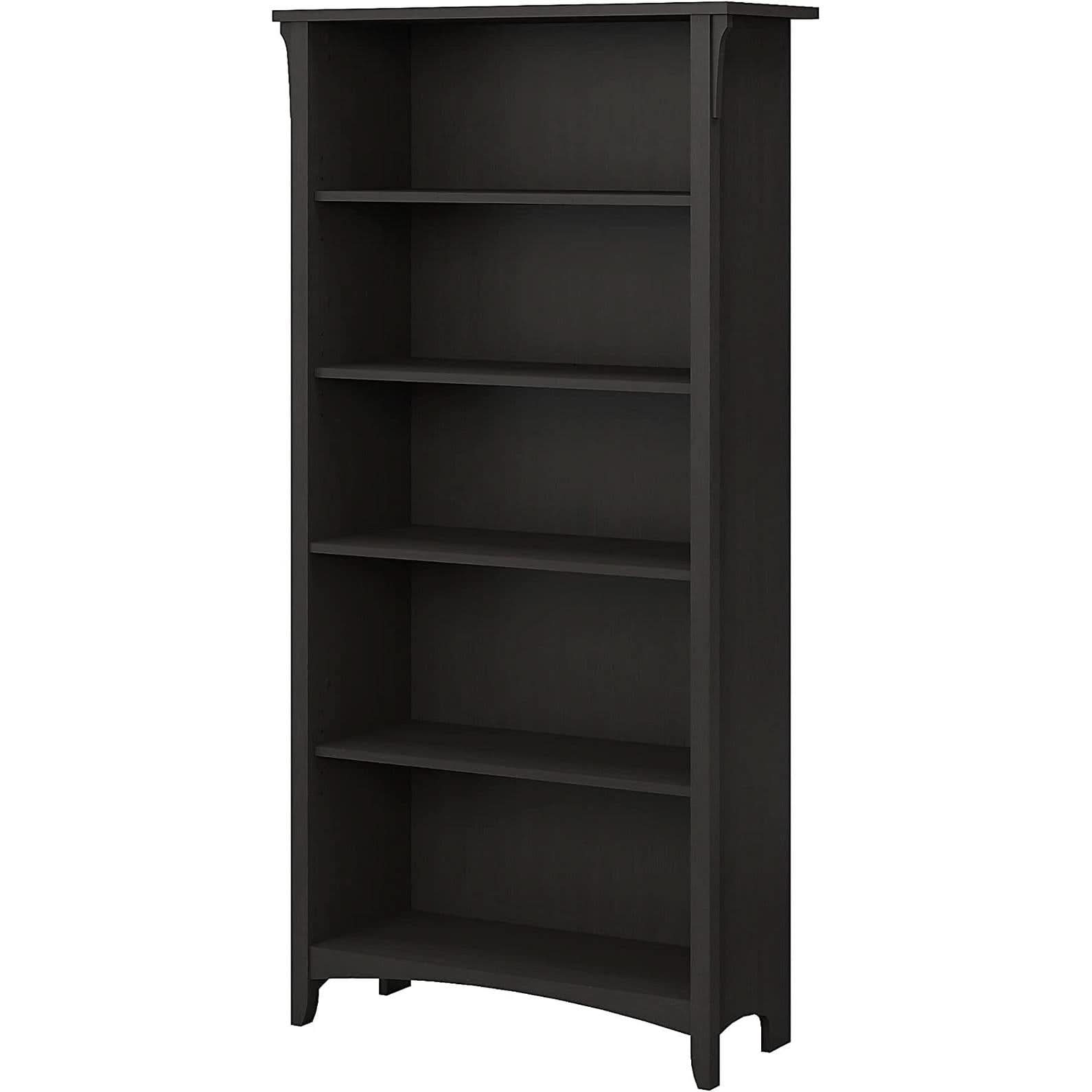 Vintage Black Bookcase With Adjustable Shelves For Home