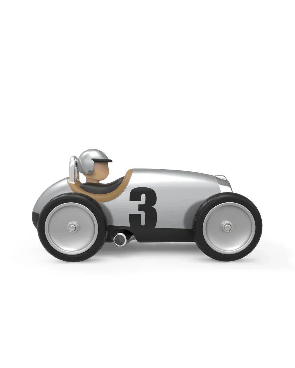 Vintage Open-Wheeled Racing Car Silver