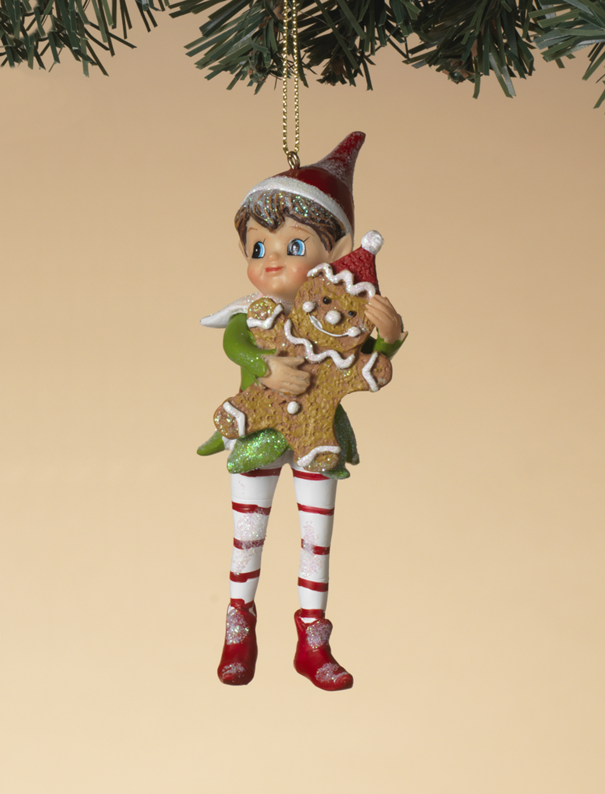 Vintage Style Elf Ornament - Gingerbread Man