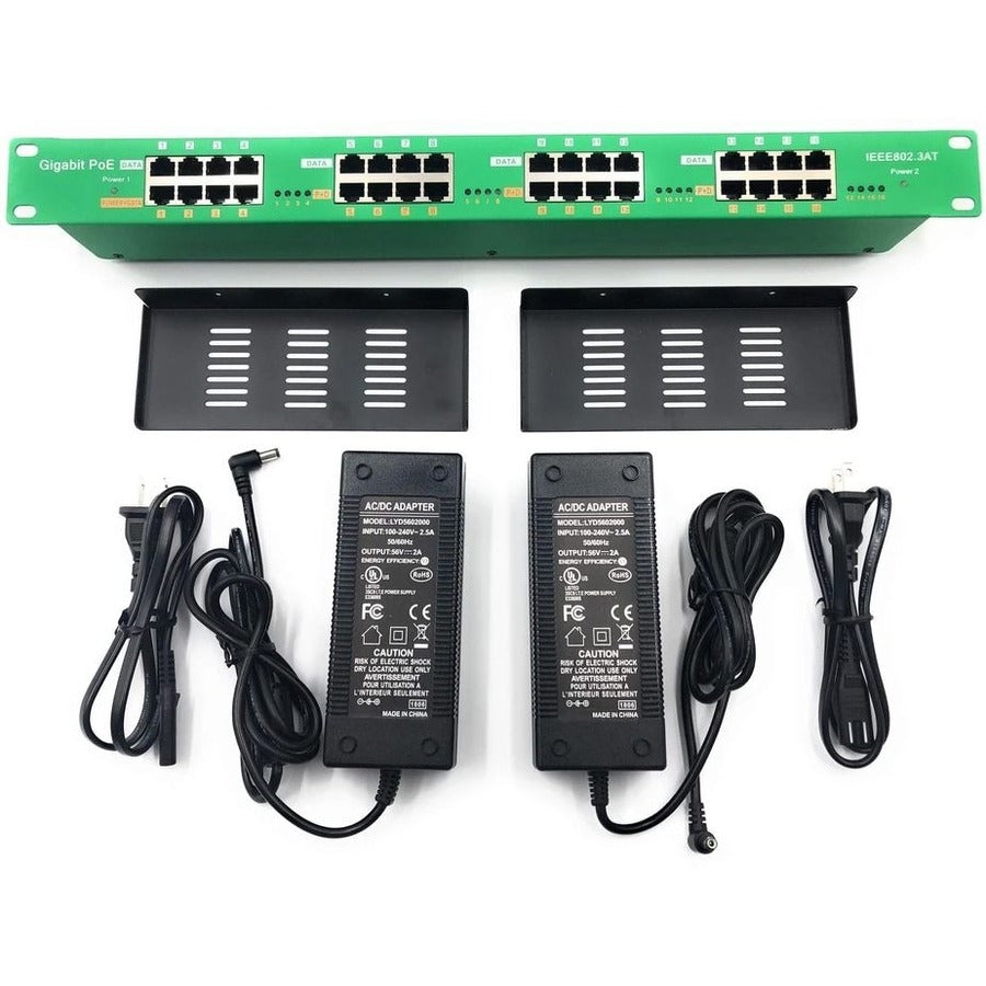 Visiontek Poe Injector - 16 Port Active With Two 56 Volt 120 Watt Power Supplies