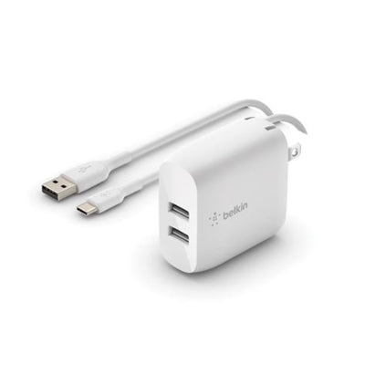 Belkin Dual USB-A Wall Charger 24W + USB-C Cable