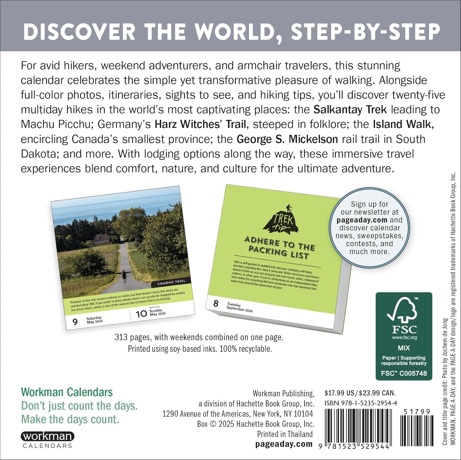 Walks of the World Page-A-Day Calendar 2026: 25 Epic Treks and Multiday Hikes