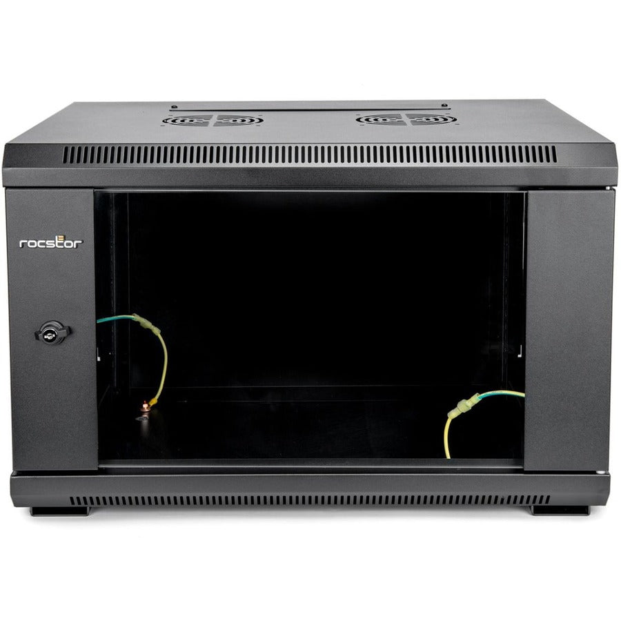 Wall Mount Rack Enclosure - 6U Tempered Glass Server Cabinet | Rocstor Y10E001-B1