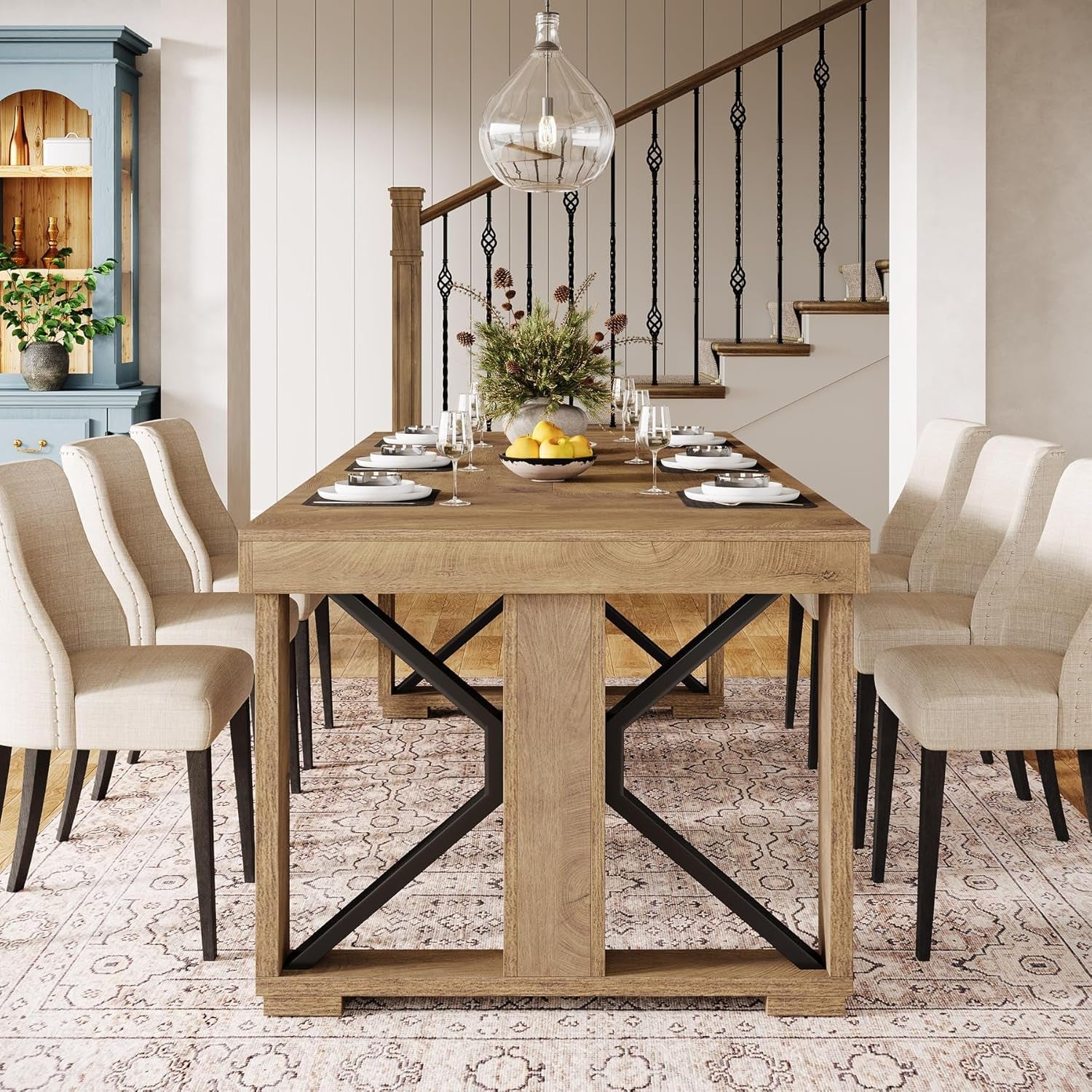 Walnut Wood Rectangular Dining Table 70.87 Inches Seats Six To Eight