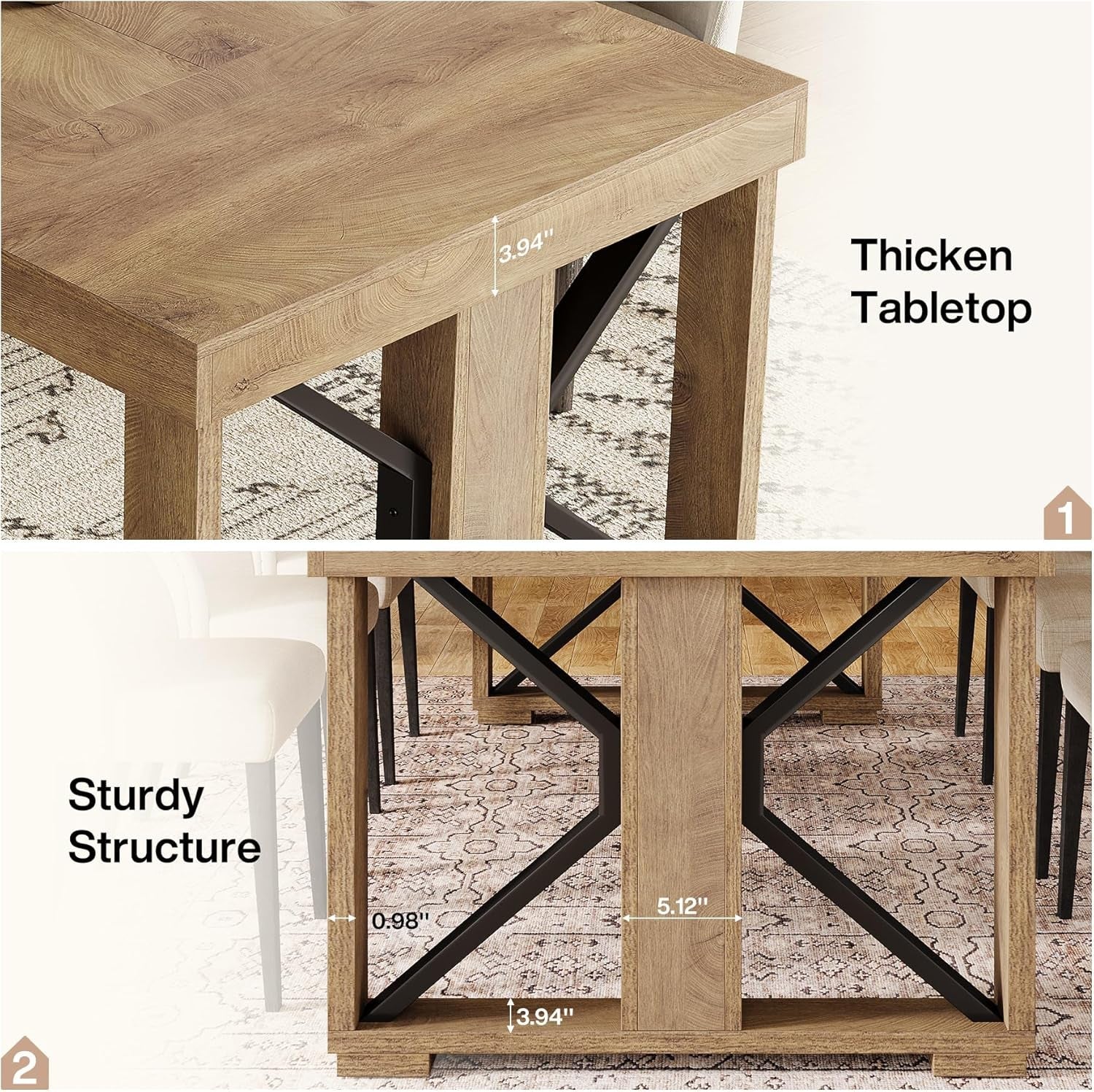 Walnut Wood Rectangular Dining Table 70.87 Inches Seats Six To Eight