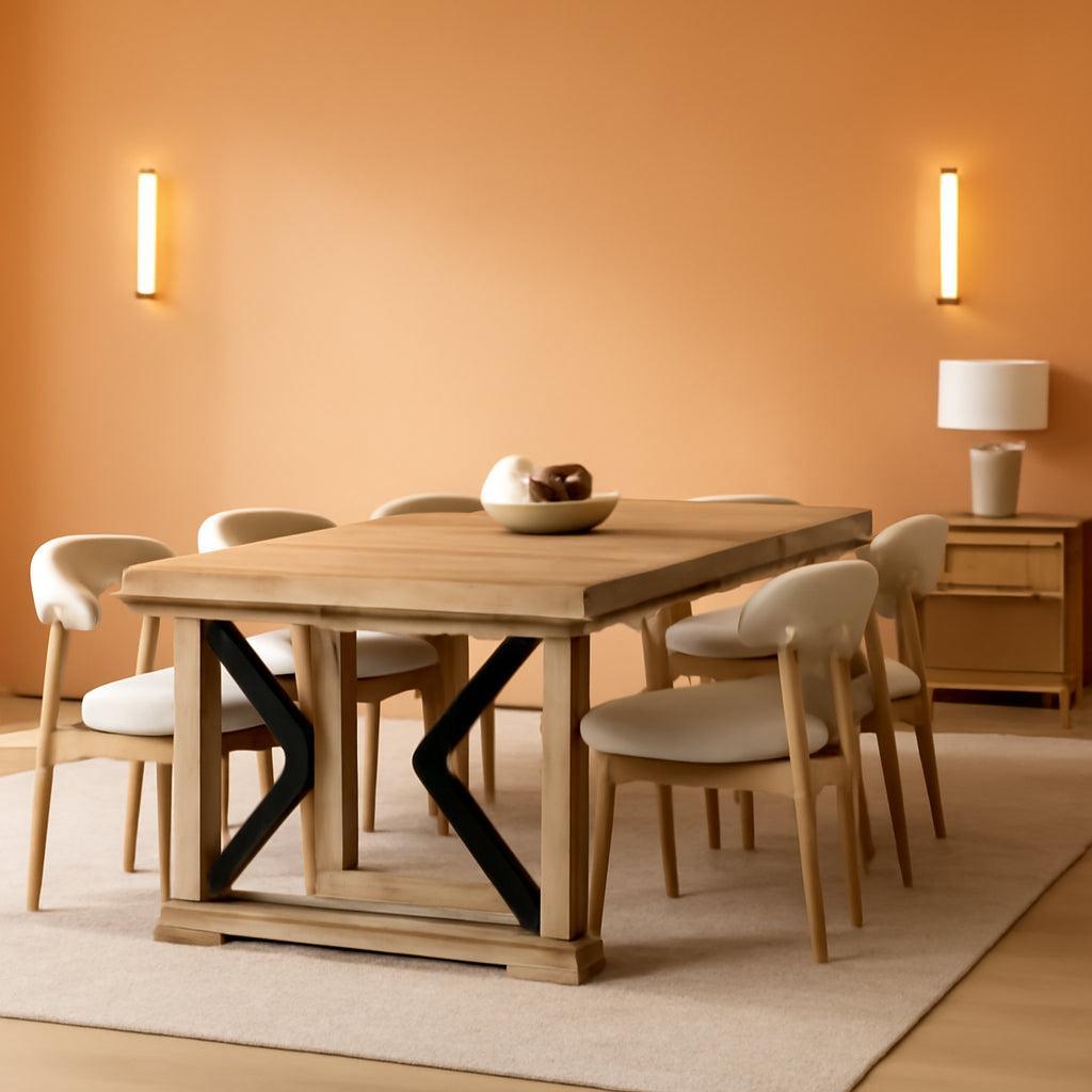 Walnut Wood Rectangular Dining Table 70.87 Inches Seats Six To Eight