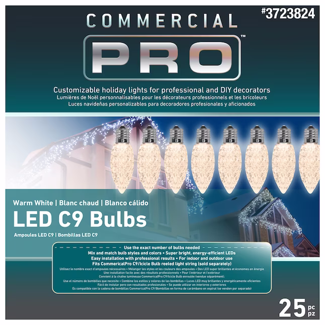 Warm White LED C-9 Lightbulbs - 25 Pack