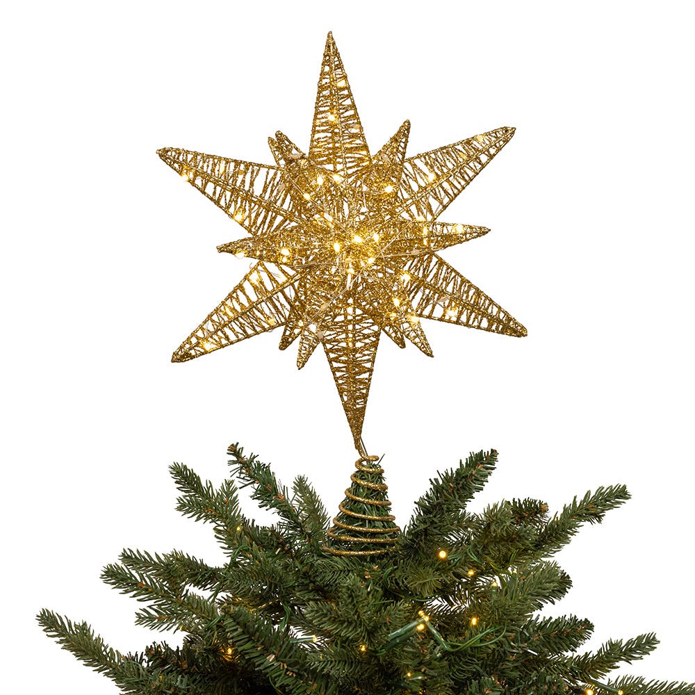Warm White Micro LED Gold Starburst Treetop - 15 inch