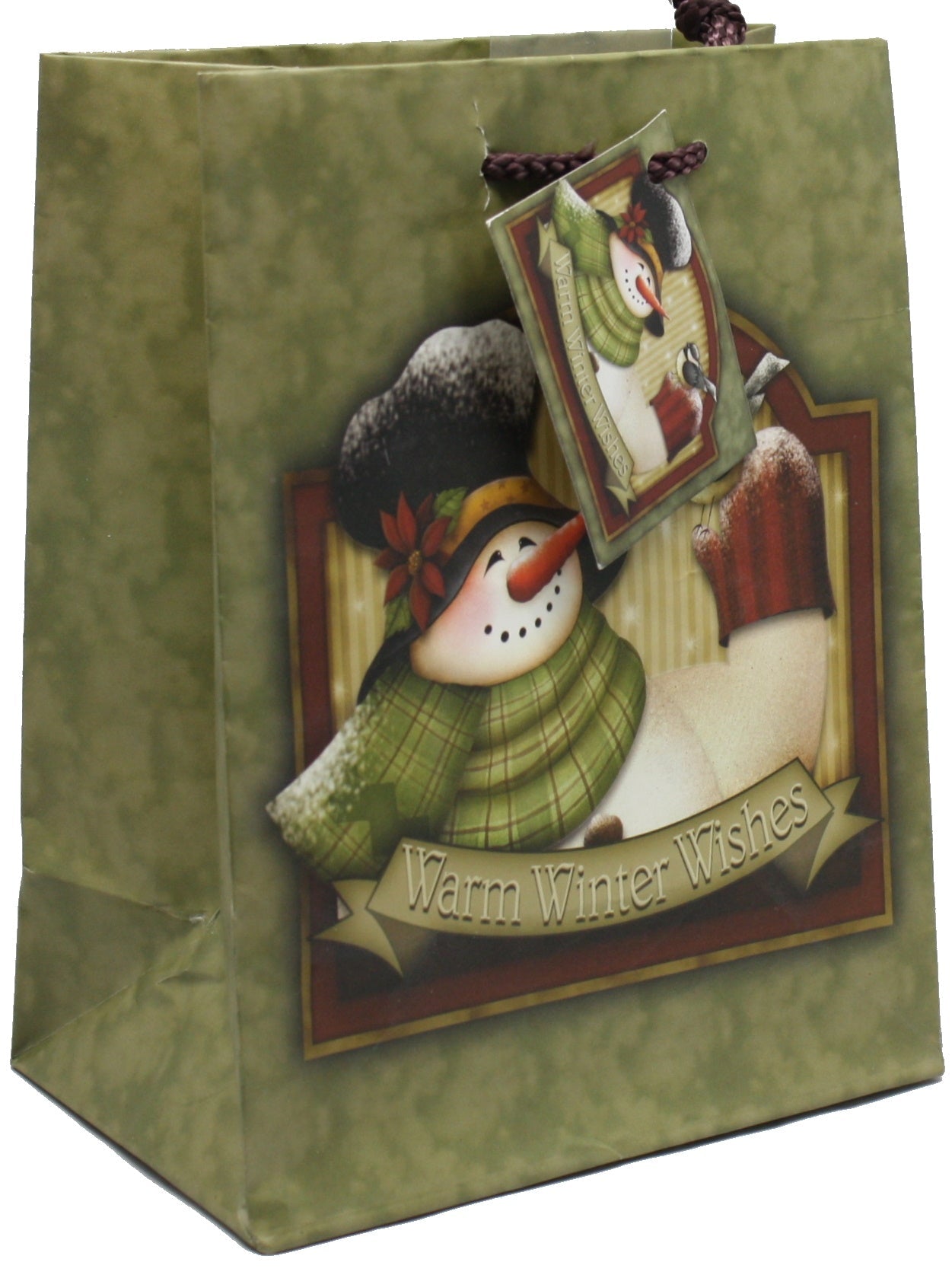 Warm Winter Wishes Gift Bag - Snowman With Birds - Small
