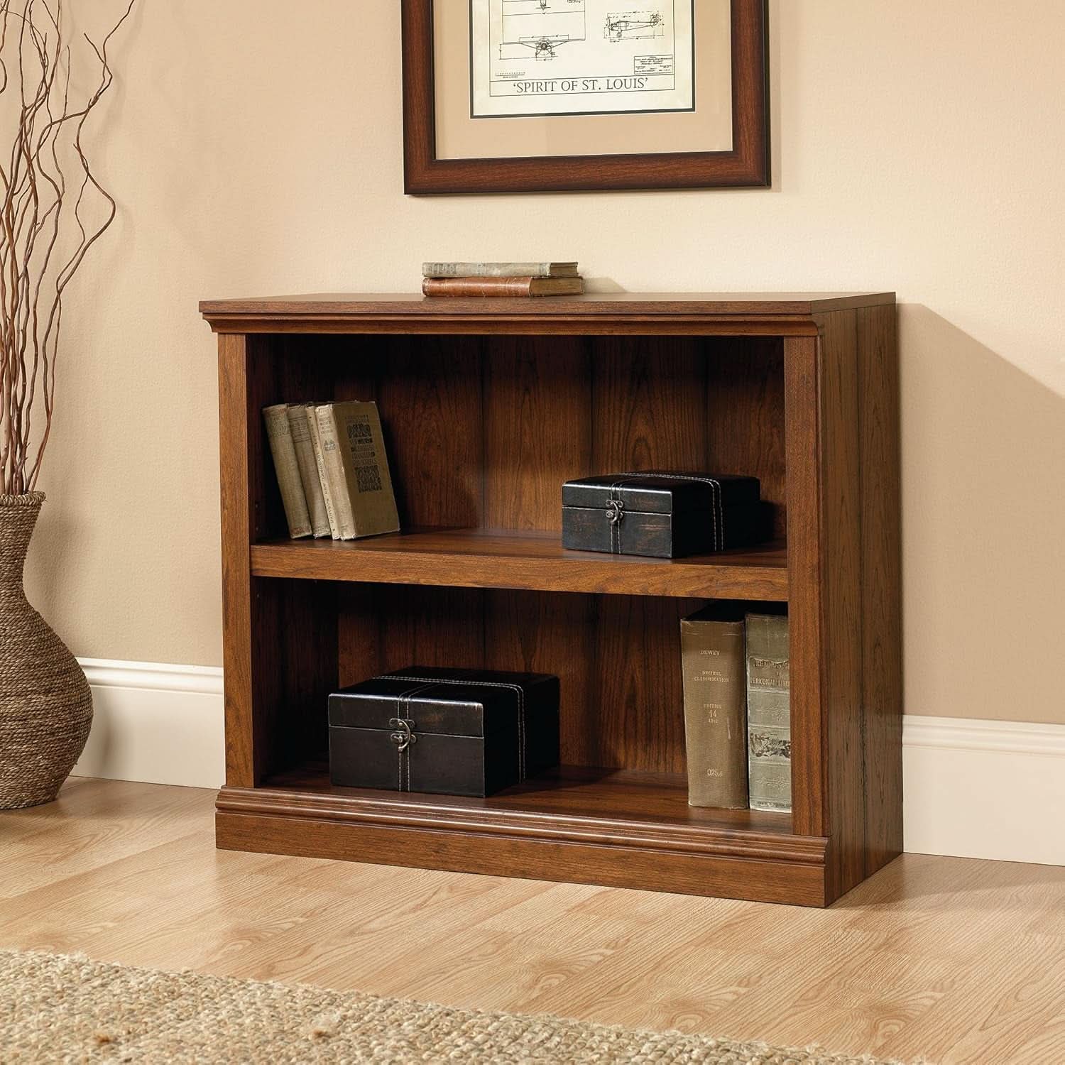 Washington Cherry Finish 2 Shelf Bookcase For Storage