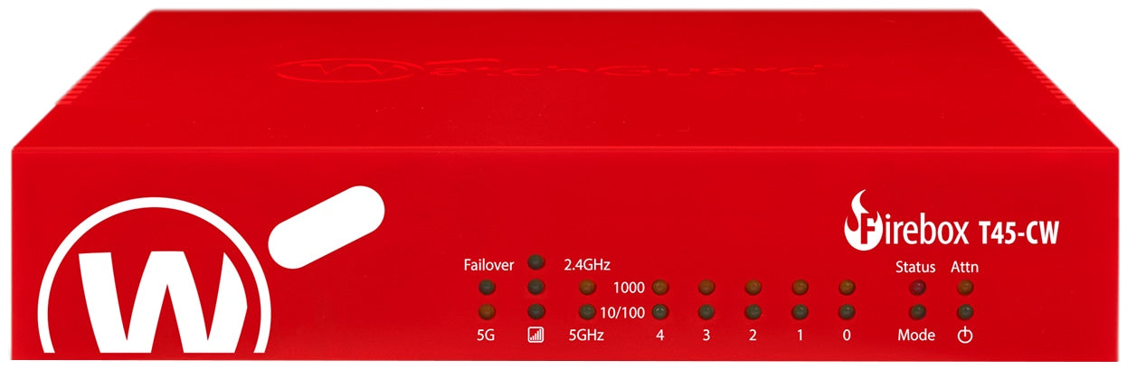 WatchGuard Firebox T45-CW Wireless Firewall with 1-Year Security Suite for SMBs