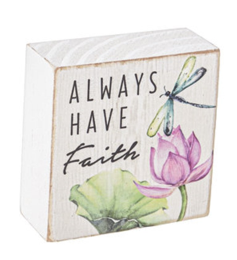 Watercolor Lilies Sign Block -