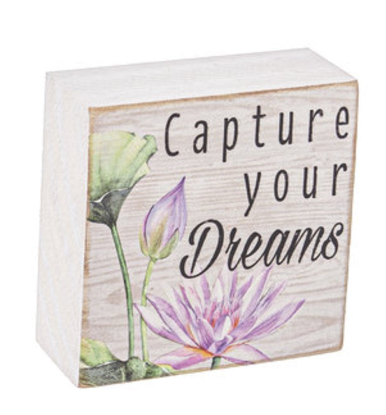 Watercolor Lilies Sign Block -