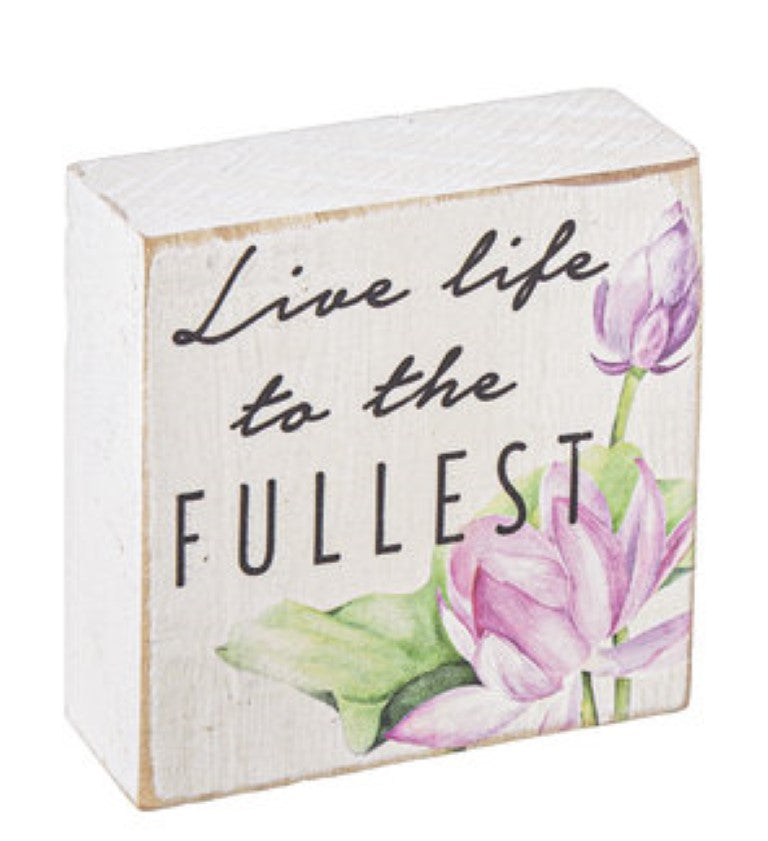 Watercolor Lilies Sign Block -