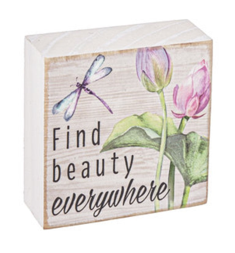 Watercolor Lilies Sign Block -