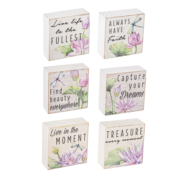 Watercolor Lilies Sign Block -