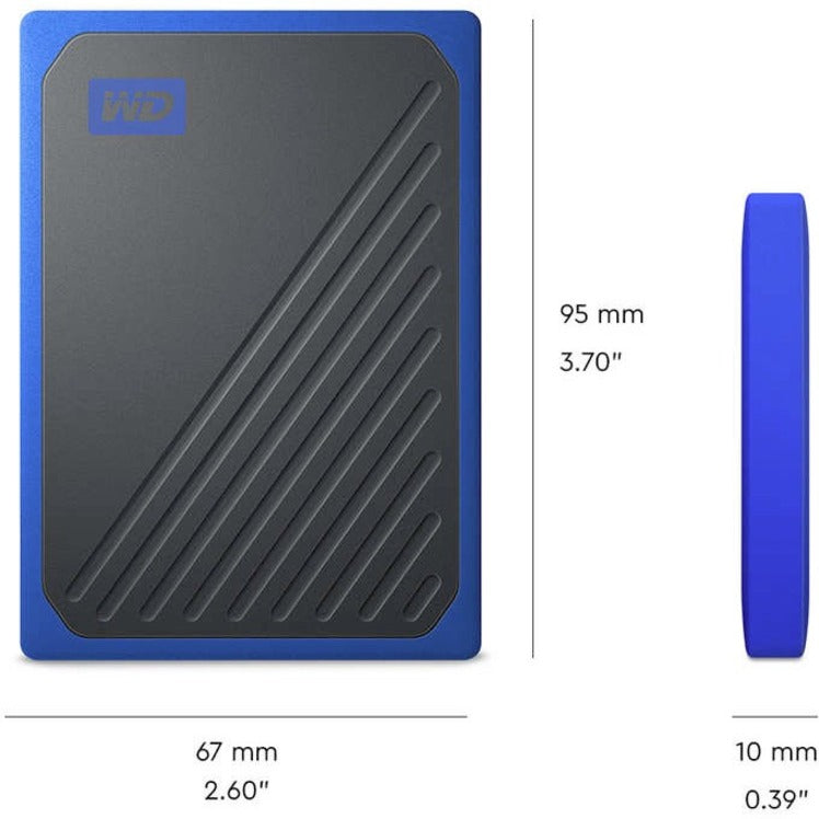 WD My Passport Go WDBMCG0010BBT-WESN 1 TB Portable Solid State Drive - External - Black, Cobalt