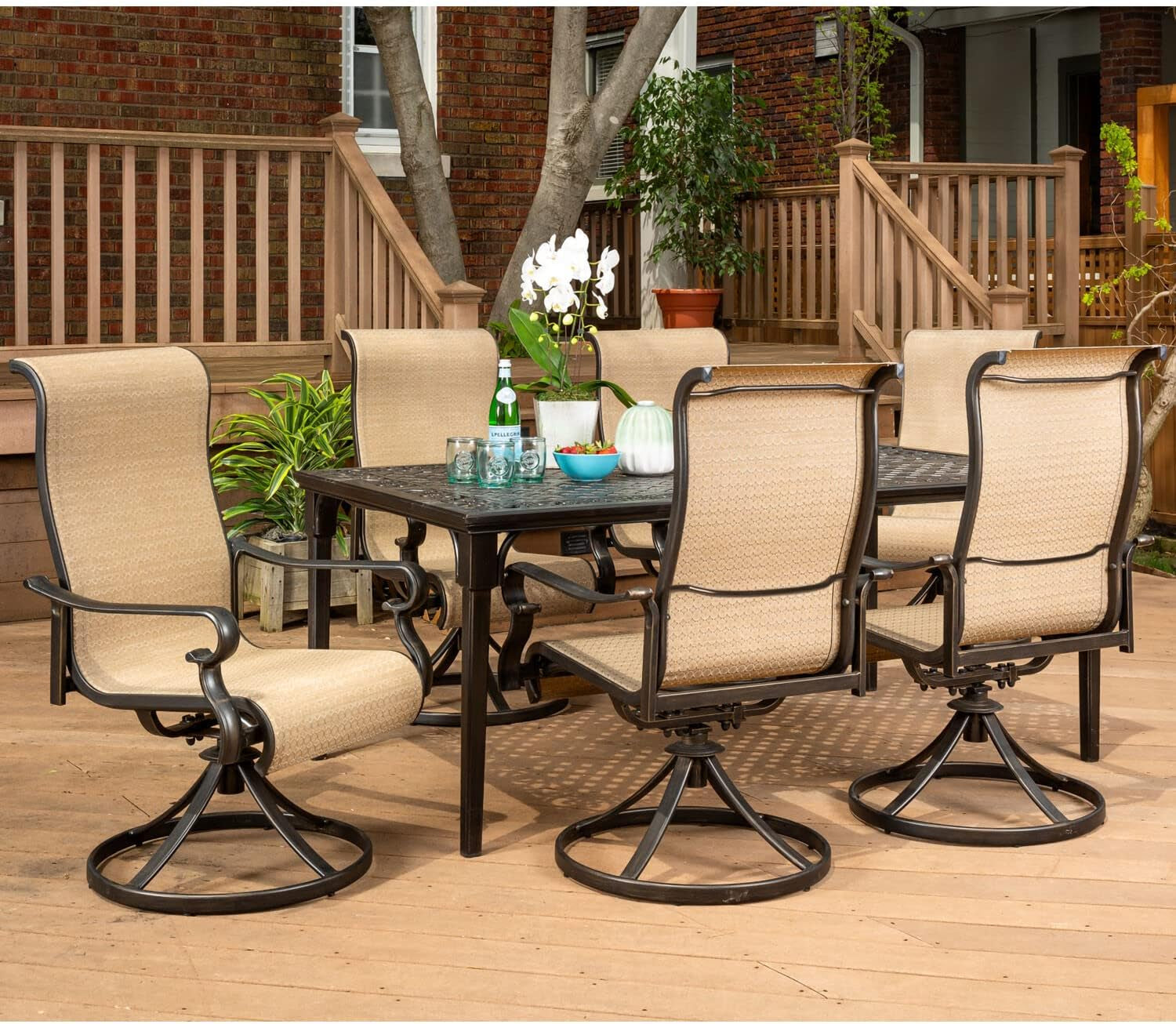 Weather Resistant Outdoor Dining Set with Swivel Rockers