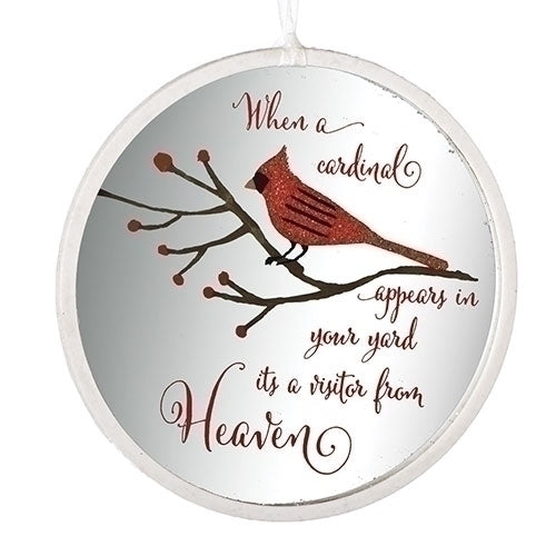 When a Cardinal Appears - Glass Disc Ornament