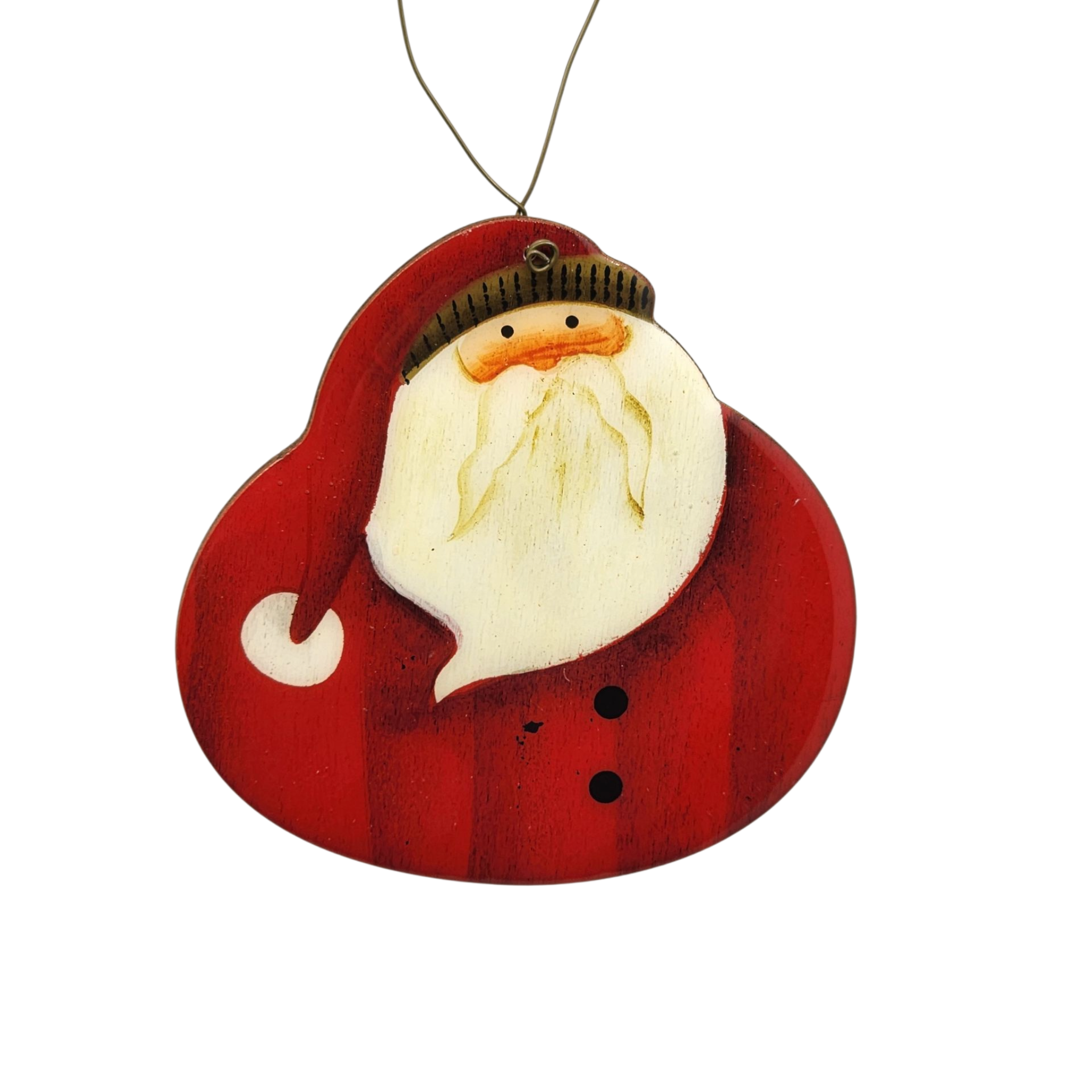 Whimsical Chubby Santa Wooden Ornament