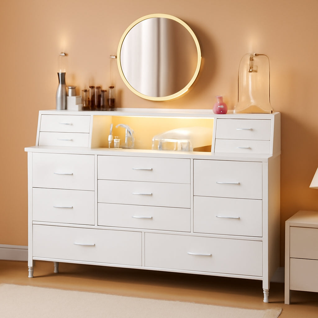 White 13 Drawer Dresser For Bedroom Storage Furniture