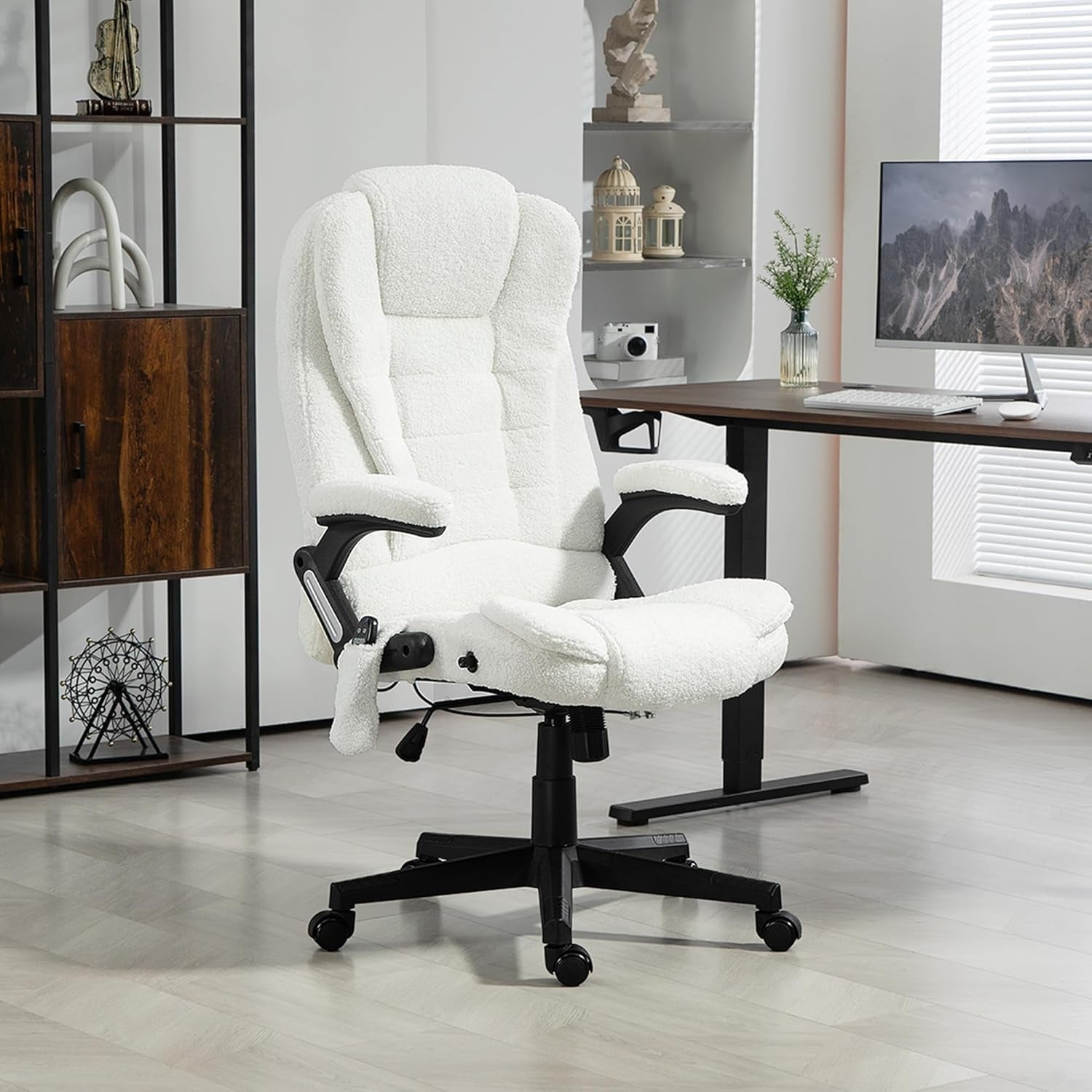 White 6 Point Vibrating Massage Office Chair With Heat