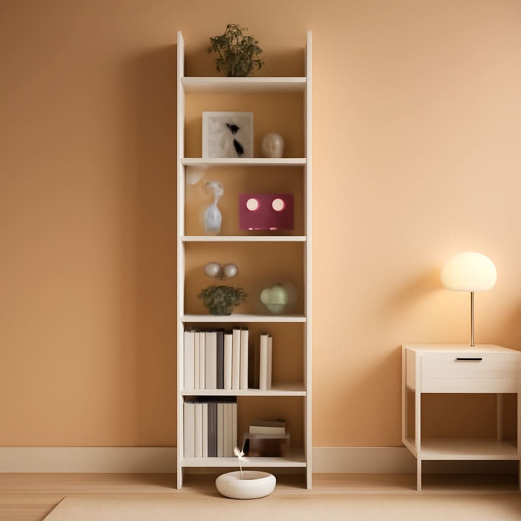 White 6-Tier Bookshelf Anti Tip Design For Home Office