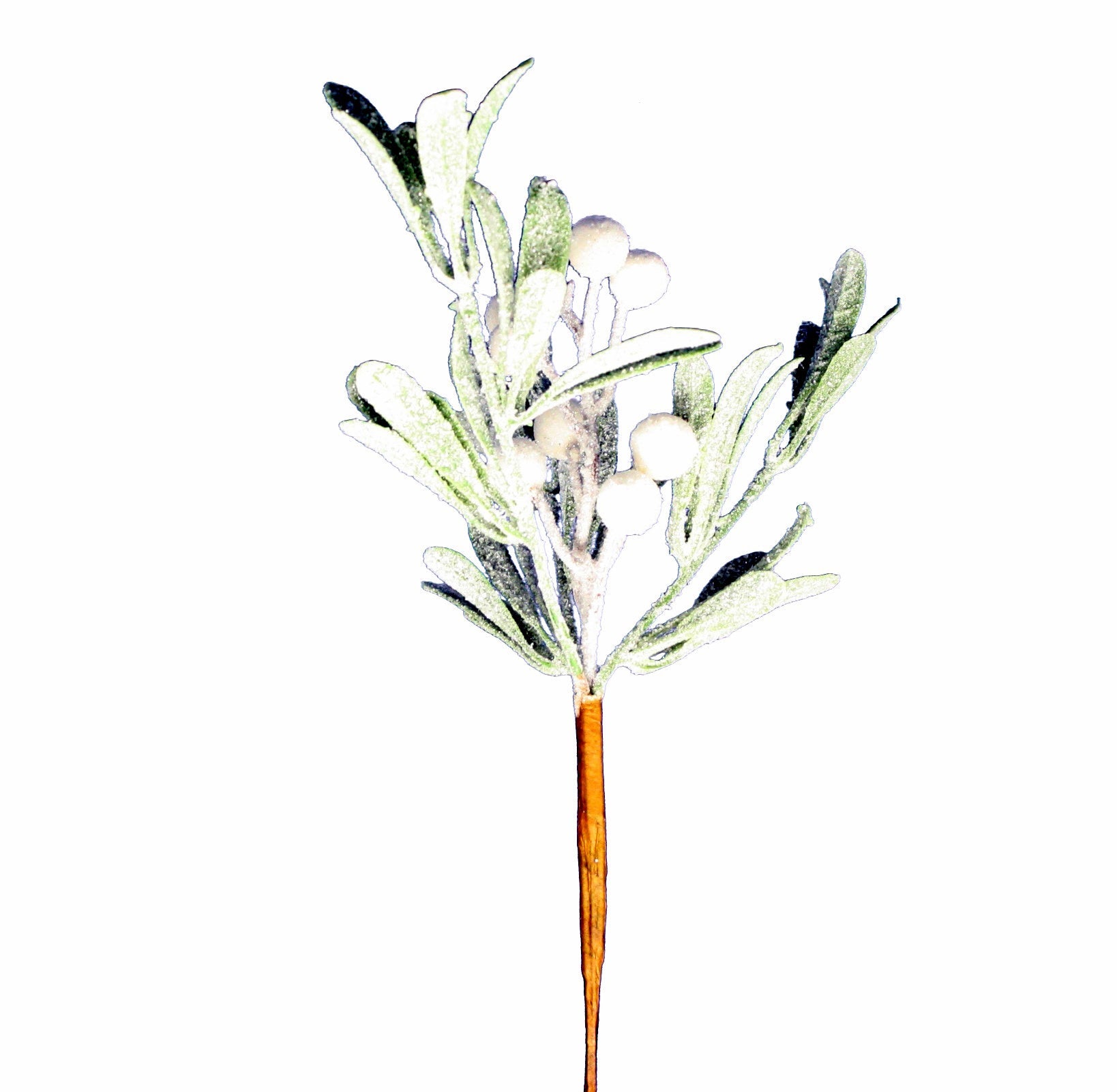 White Berry Mistletoe Pick - Frosted