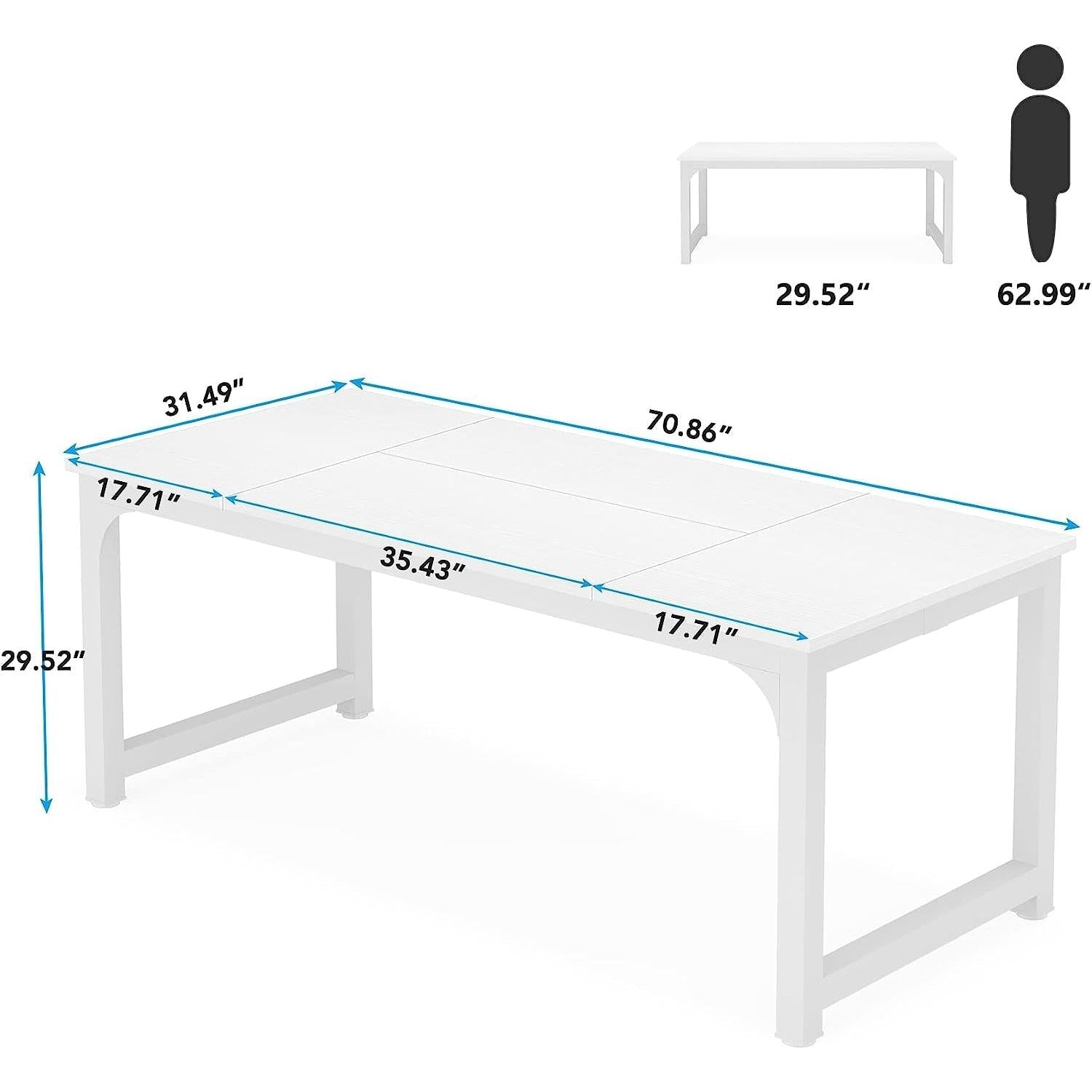White Executive Office Computer Desk With Smooth Top
