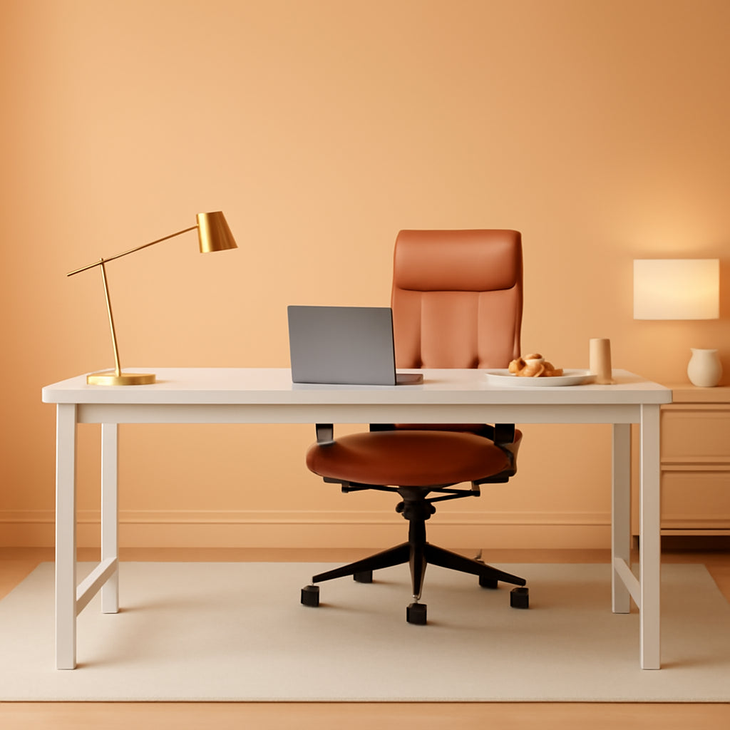 White Executive Office Computer Desk With Smooth Top