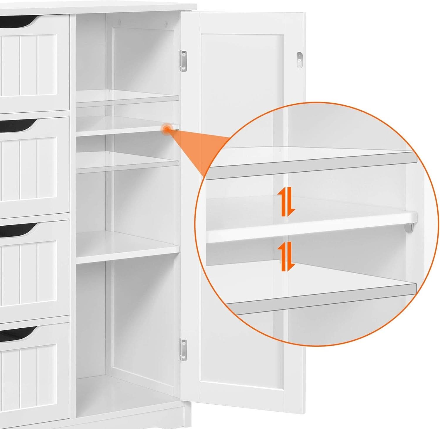 White Floor Cabinet With Four Drawers For Entryway Use