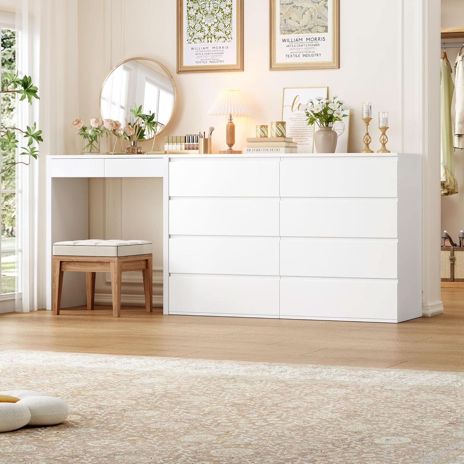 White Four Drawer Dresser Ultra Minimalist Cabinet