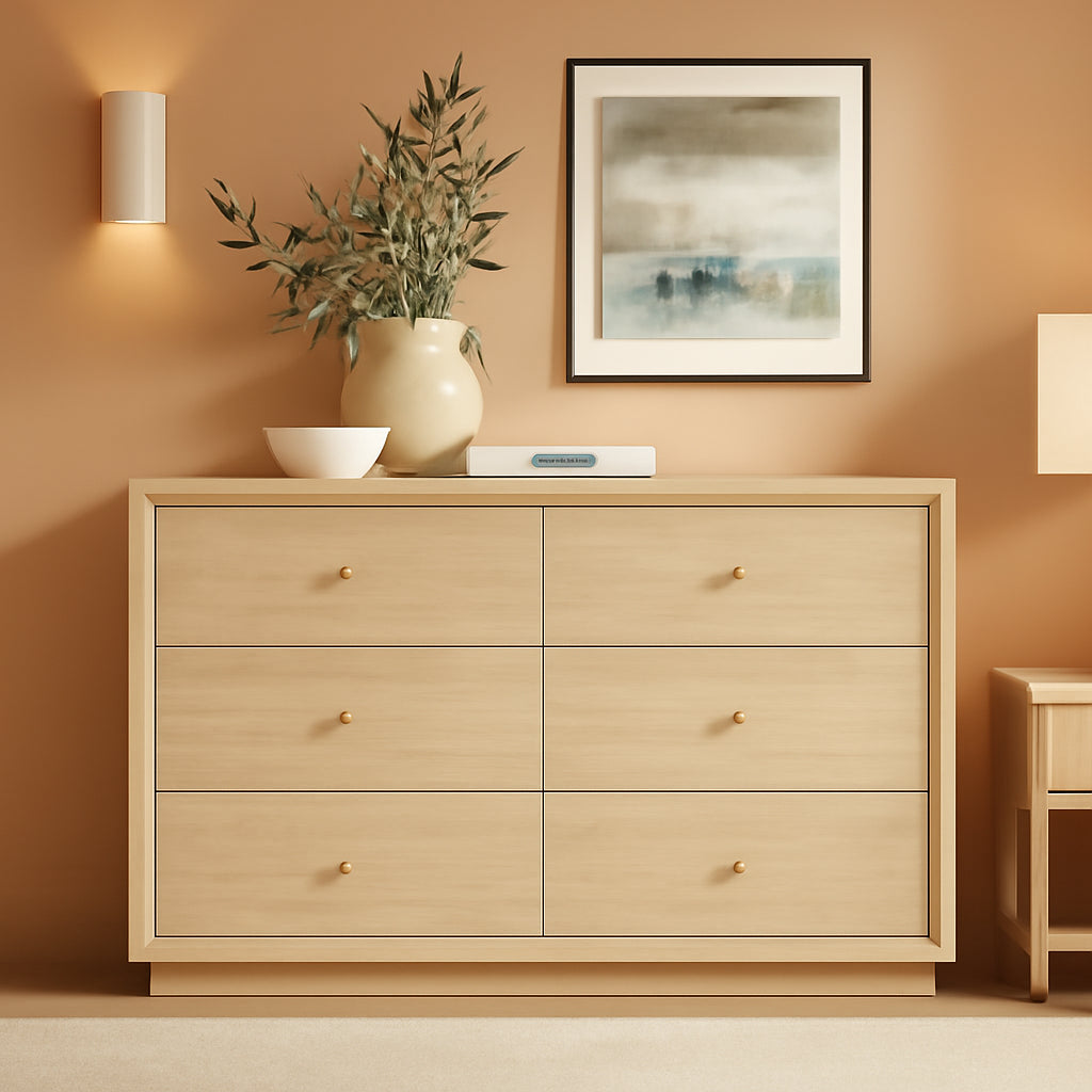 White Oak Architecturally Designed Dresser With Six Drawers