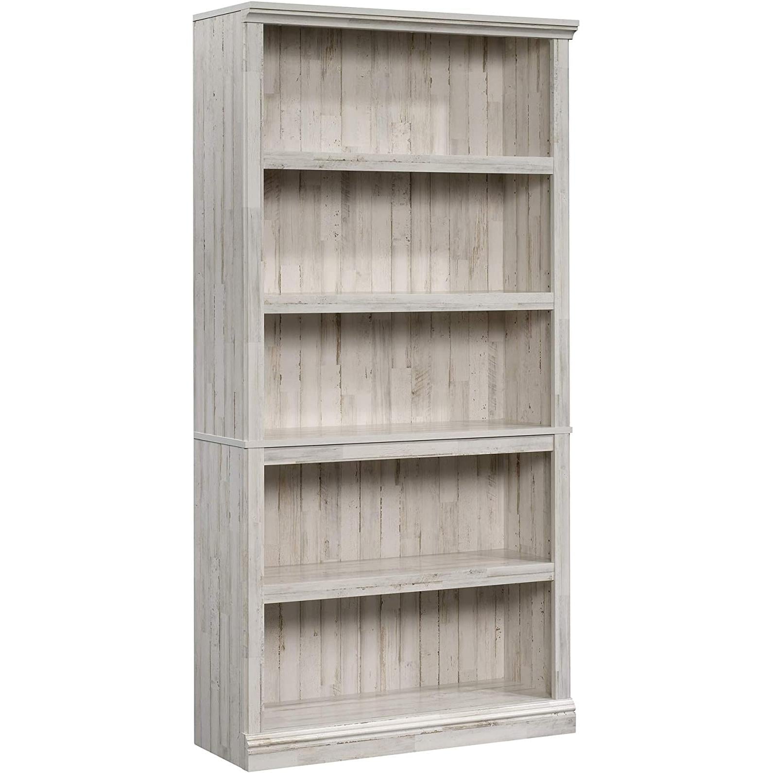 White Plank Bookcase With Five Adjustable Shelves For Home
