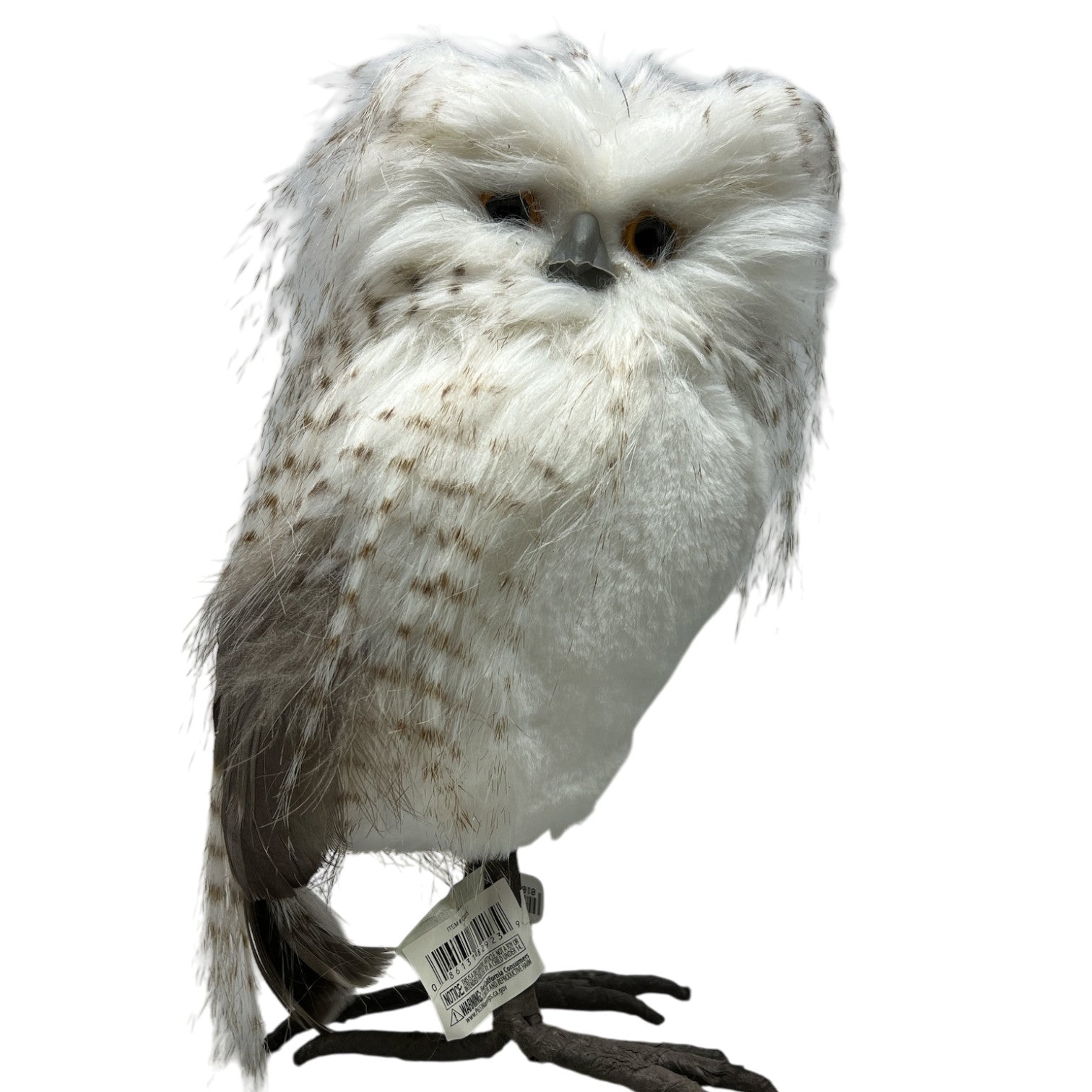 White Standing Owl With Stripes - 9 Inch