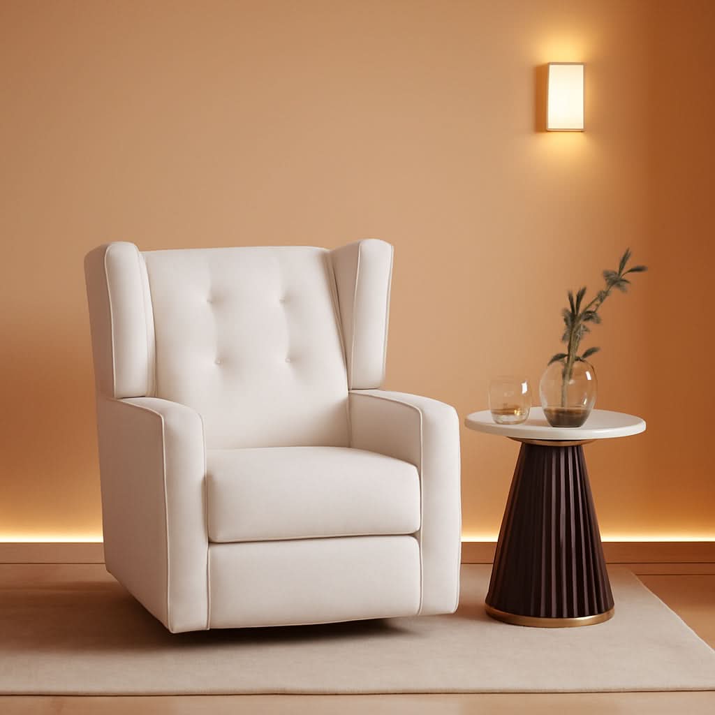 White Swivel Rocker Recliner With 360 Degree Swivel