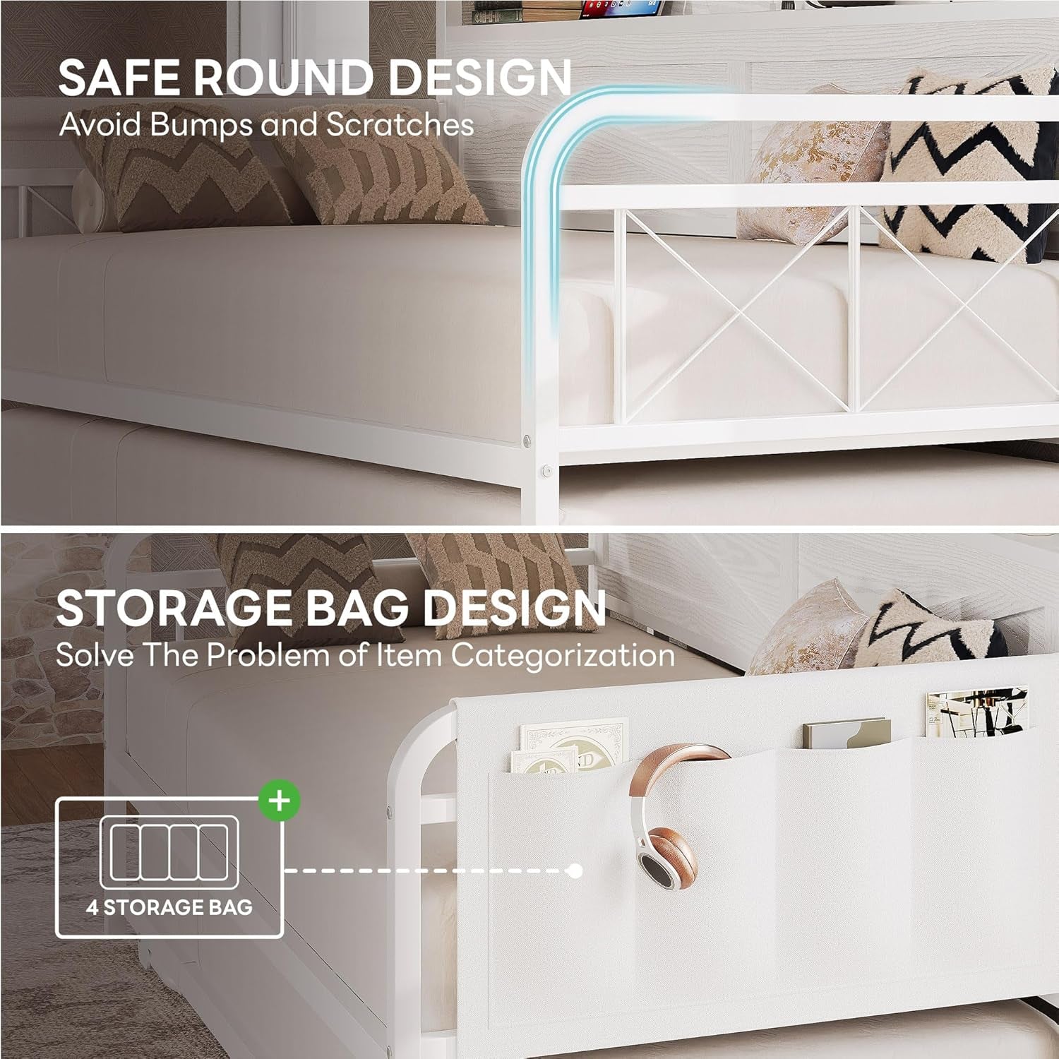 White Twin Daybed With Trundle And Storage Headboard
