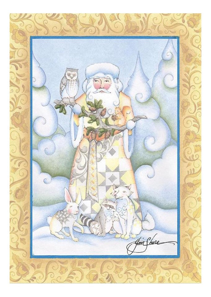 White Woodland Santa - Jim Shore Christmas Cards - Set of 10