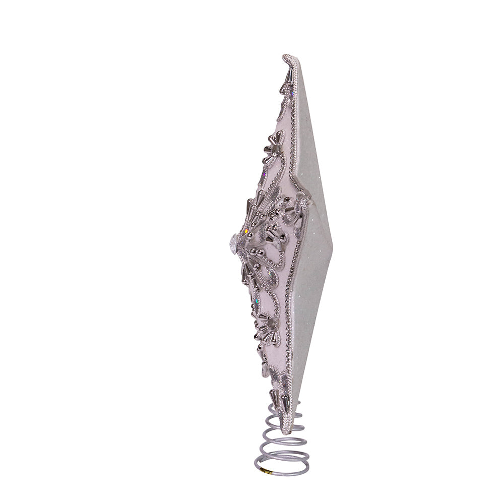 White and Silver Star Treetop - 13 Inch