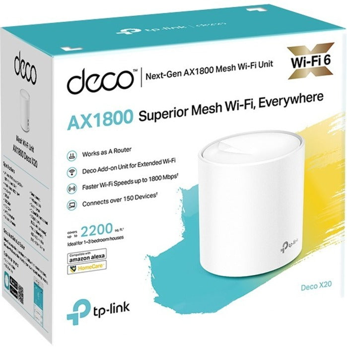 Wi-Fi 6 Mesh System - AX1800 Whole Home Network Coverage | TP-Link DECO X20(1-PACK)